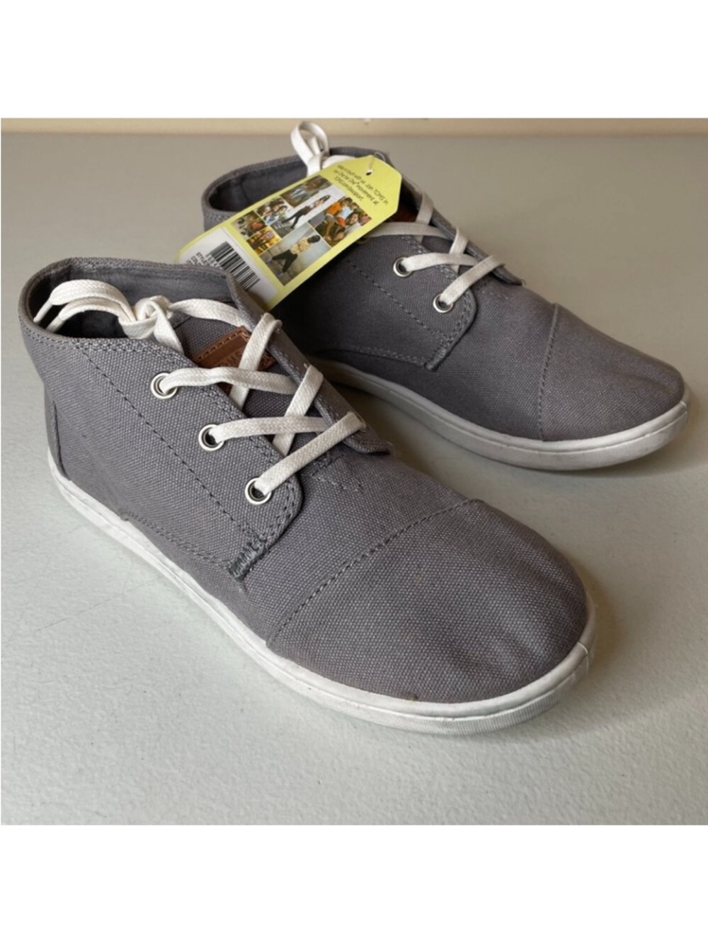 Toms Youth Paseo Mid Grey Canvas Sneakers Size 4.5